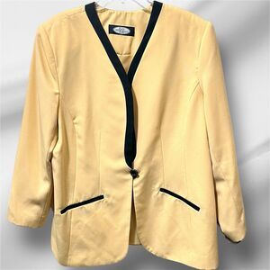 VTG Kate McNaughton Woman Light Yellow Blazer Jacket Plus 18W Padded Shoulders